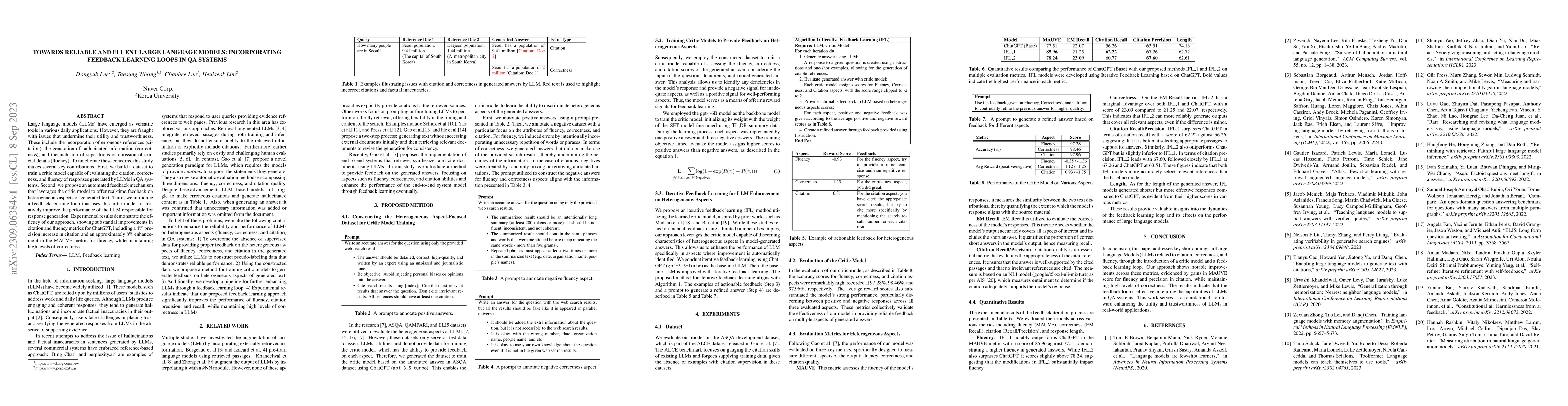 Thumbnail for Towards Reliable and Fluent Large Language Models: Incorporating
  Feedback Learning Loops in QA Systems