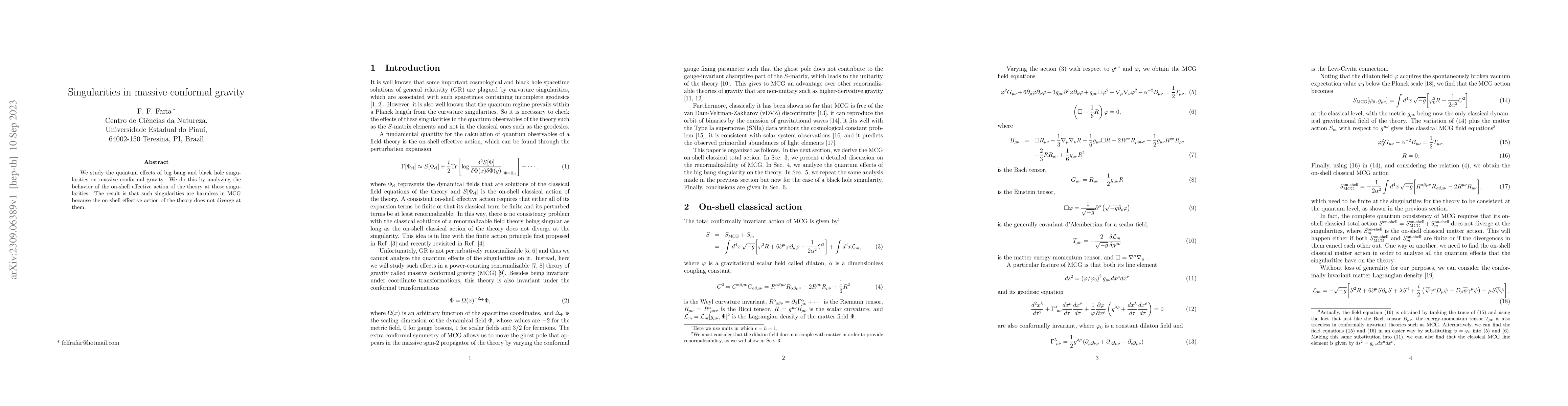 Thumbnail for Singularities in massive conformal gravity