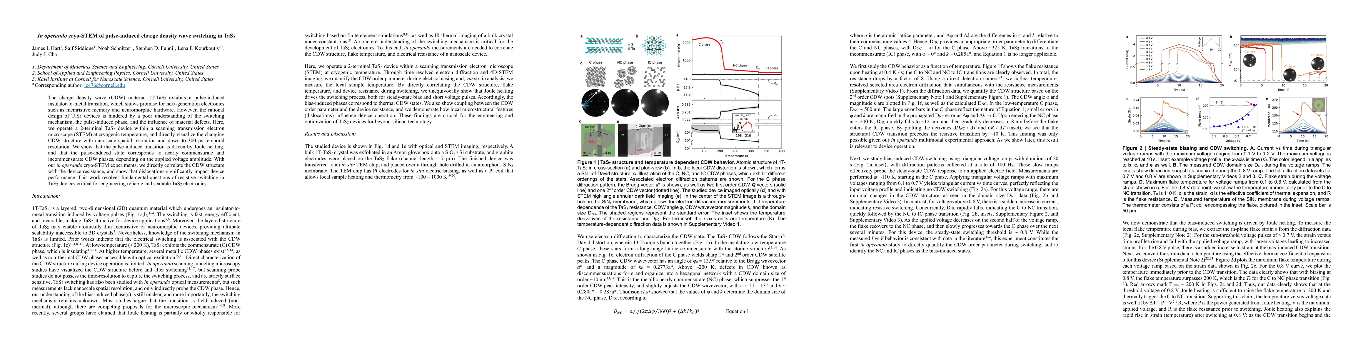Thumbnail for In operando cryo-STEM of pulse-induced charge density wave switching in
  TaS$_2$