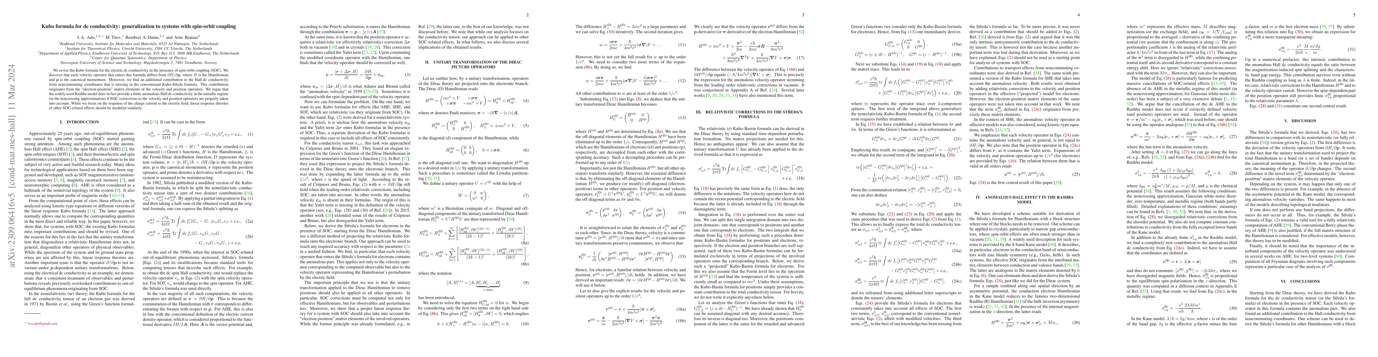 Thumbnail for Kubo formula for dc conductivity: generalization to systems with
  spin-orbit coupling
