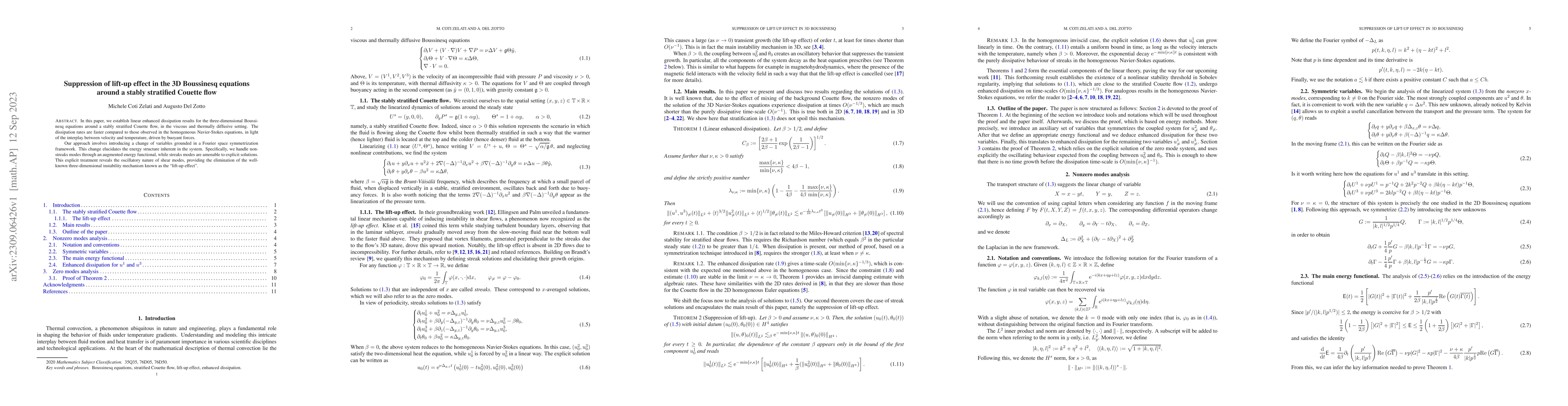 Thumbnail for Suppression of lift-up effect in the 3D Boussinesq equations around a
  stably stratified Couette flow