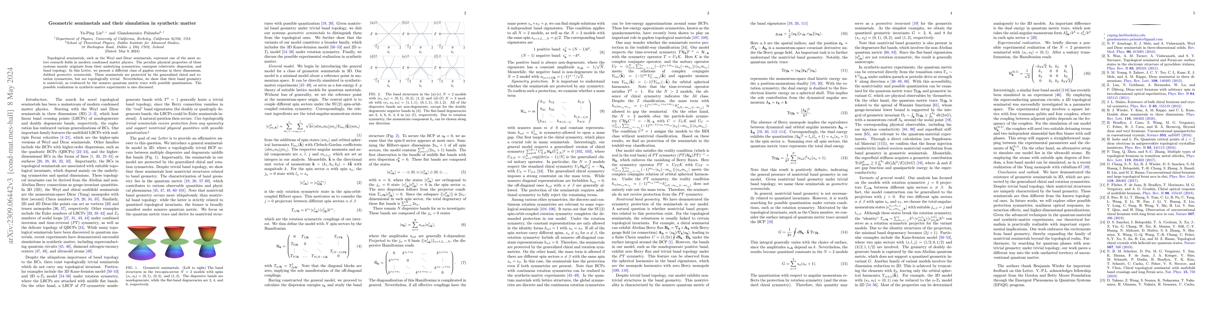 Thumbnail for Geometric semimetals and their simulation in synthetic matter