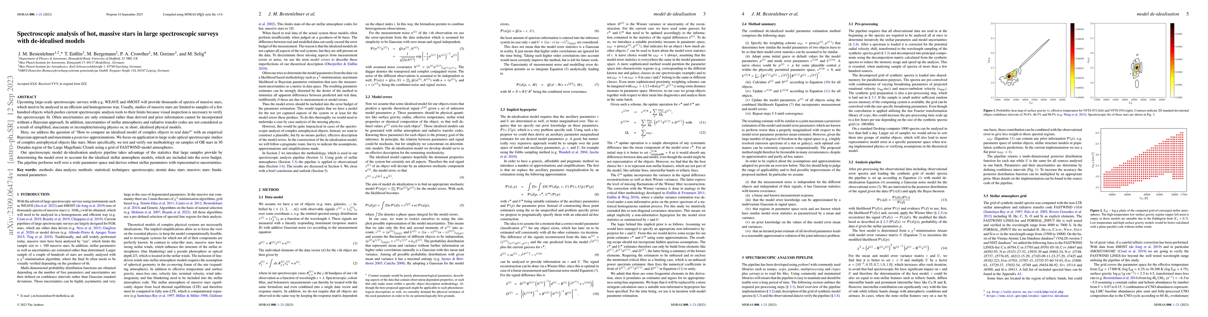 Thumbnail for Spectroscopic analysis of hot, massive stars in large spectroscopic
  surveys with de-idealised models