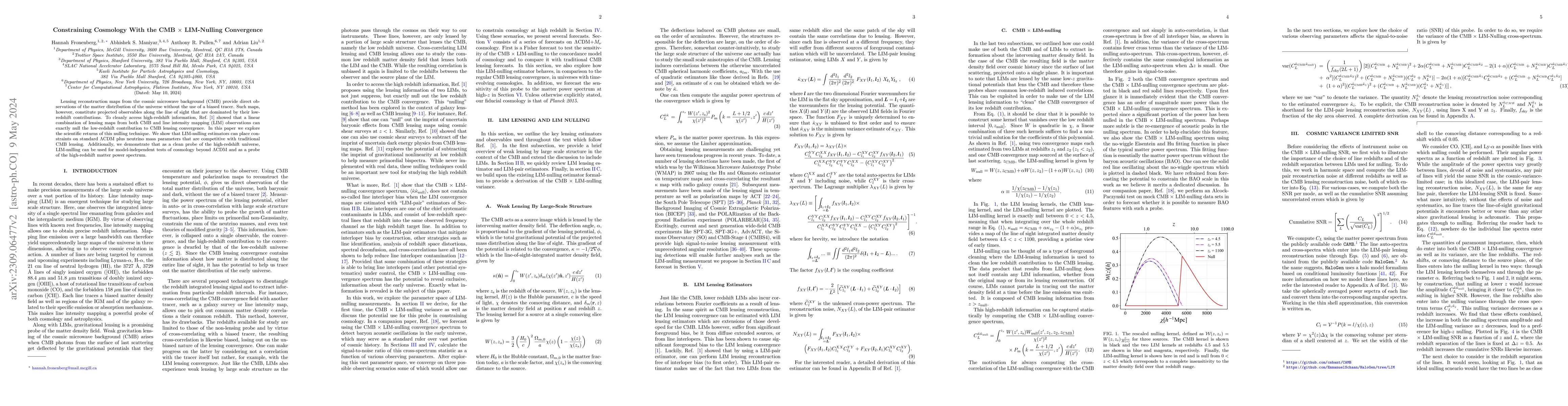 Thumbnail for Constraining Cosmology With the CMB $\times$ LIM-Nulling Convergence