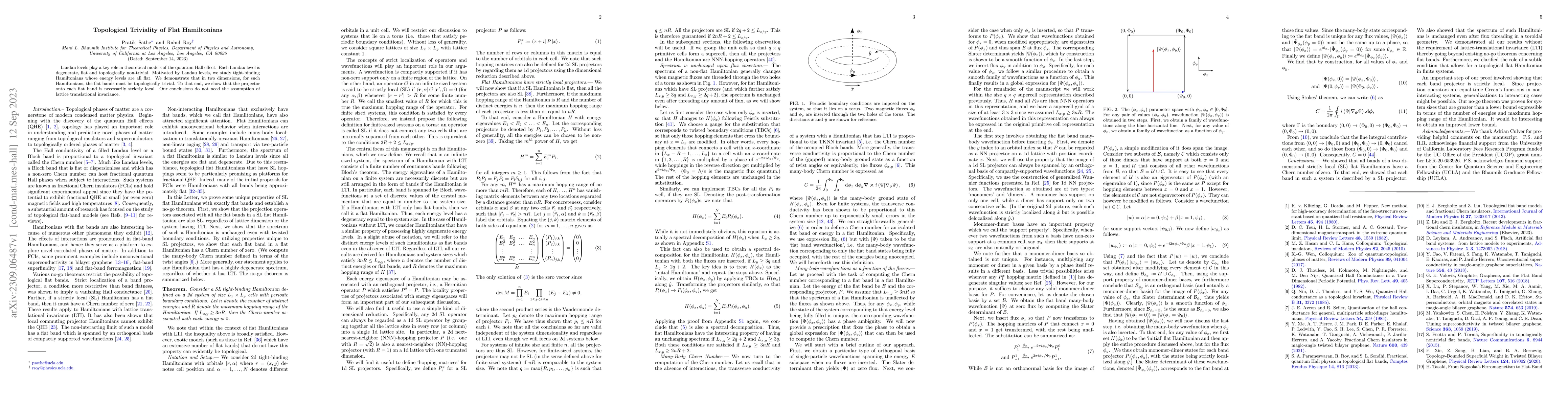 Thumbnail for Topological Triviality of Flat Hamiltonians