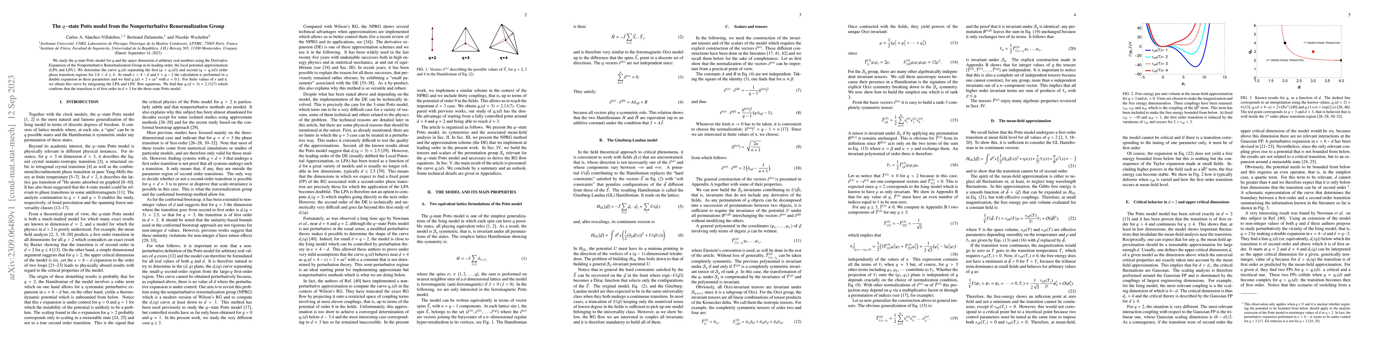 Thumbnail for The $q-$state Potts model from the Nonperturbative Renormalization Group