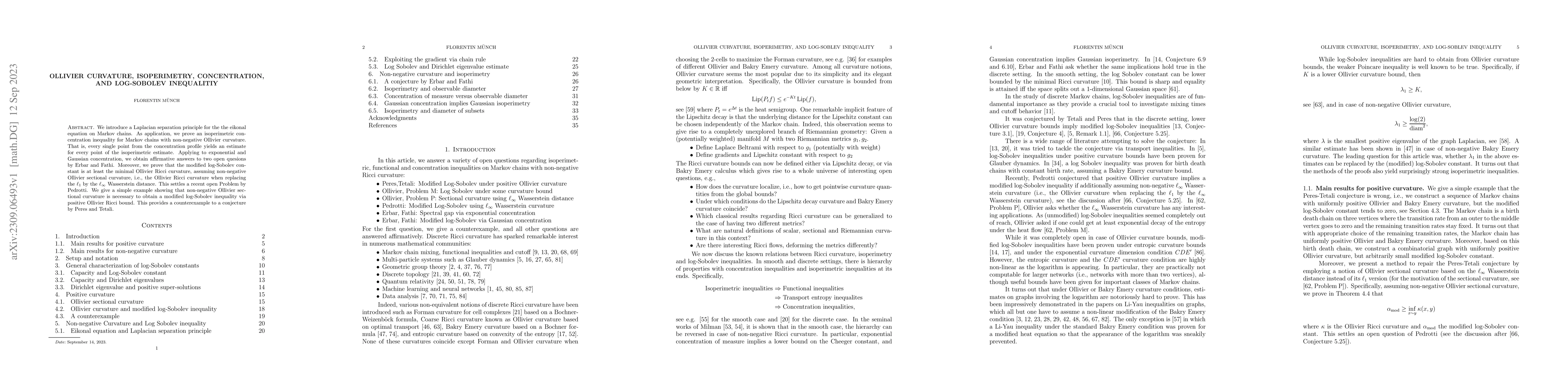 Thumbnail for Ollivier curvature, Isoperimetry, concentration, and Log-Sobolev
  inequalitiy