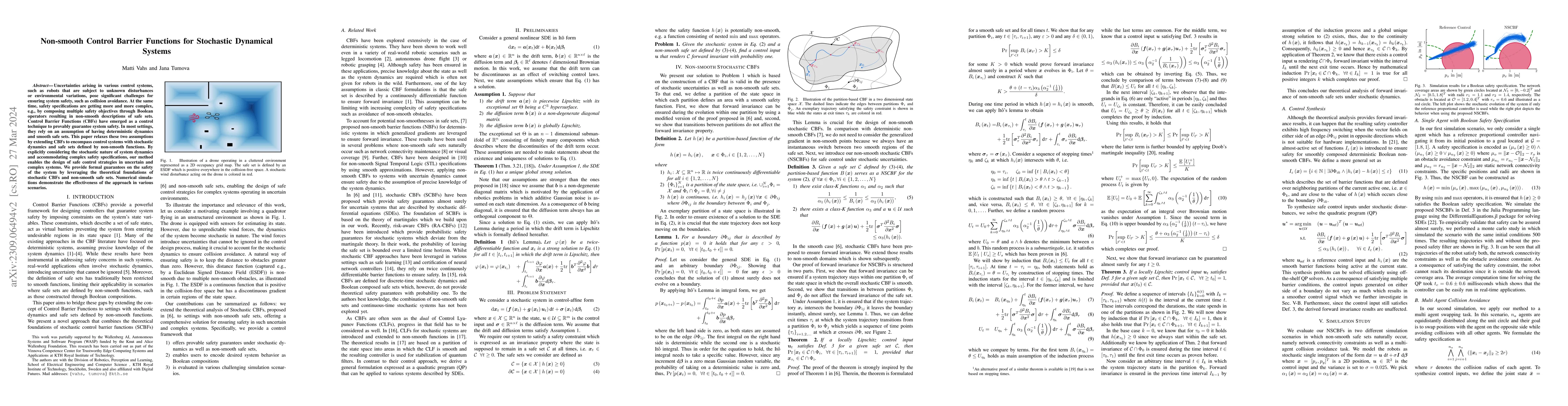 Thumbnail for Non-smooth Control Barrier Functions for Stochastic Dynamical Systems