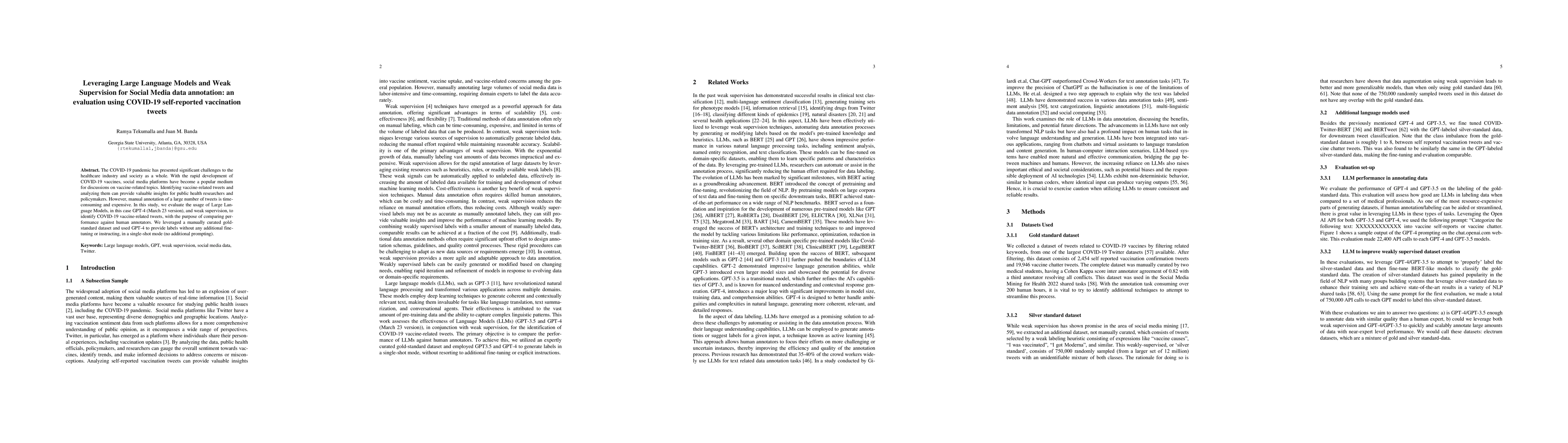 Thumbnail for Leveraging Large Language Models and Weak Supervision for Social Media
  data annotation: an evaluation using COVID-19 self-reported vaccination
  tweets