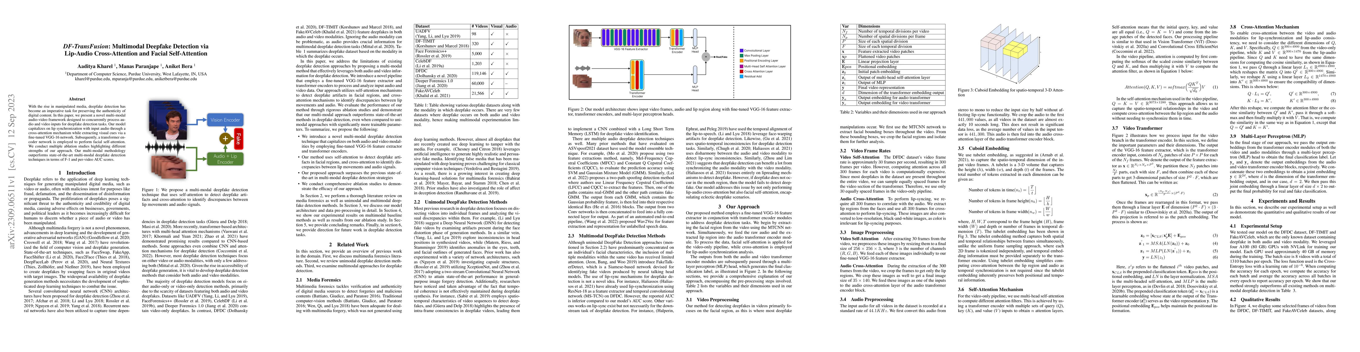 Thumbnail for DF-TransFusion: Multimodal Deepfake Detection via Lip-Audio
  Cross-Attention and Facial Self-Attention