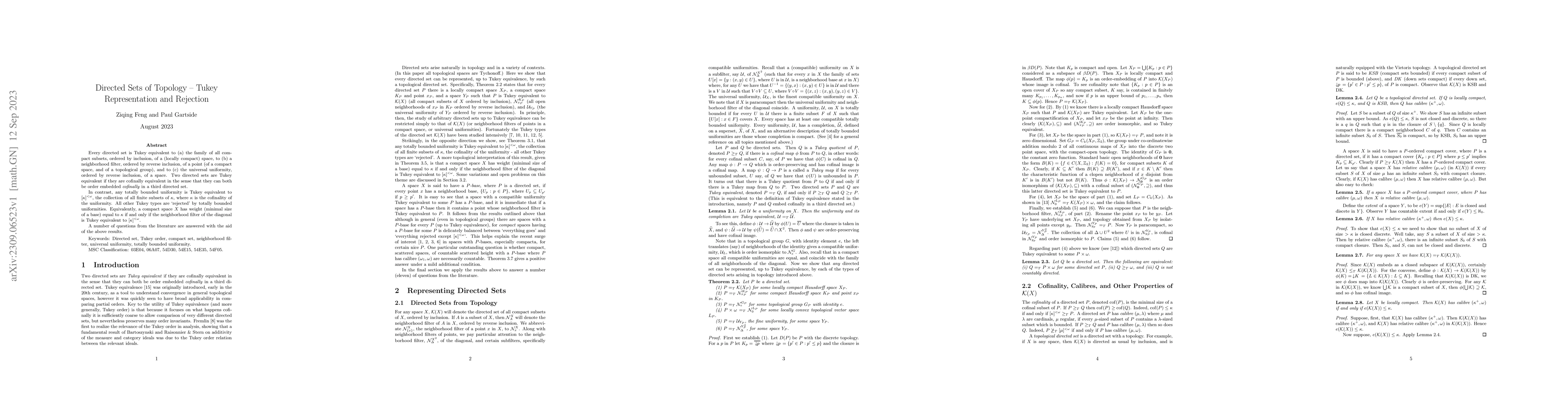 Thumbnail for Directed Sets of Topology -- Tukey Representation and Rejection