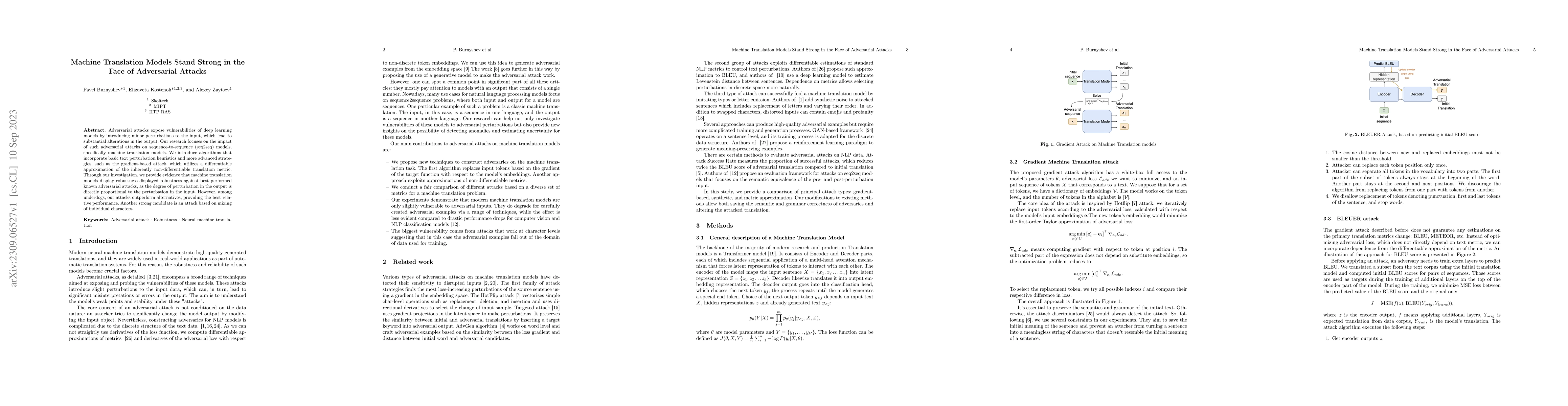 Thumbnail for Machine Translation Models Stand Strong in the Face of Adversarial
  Attacks