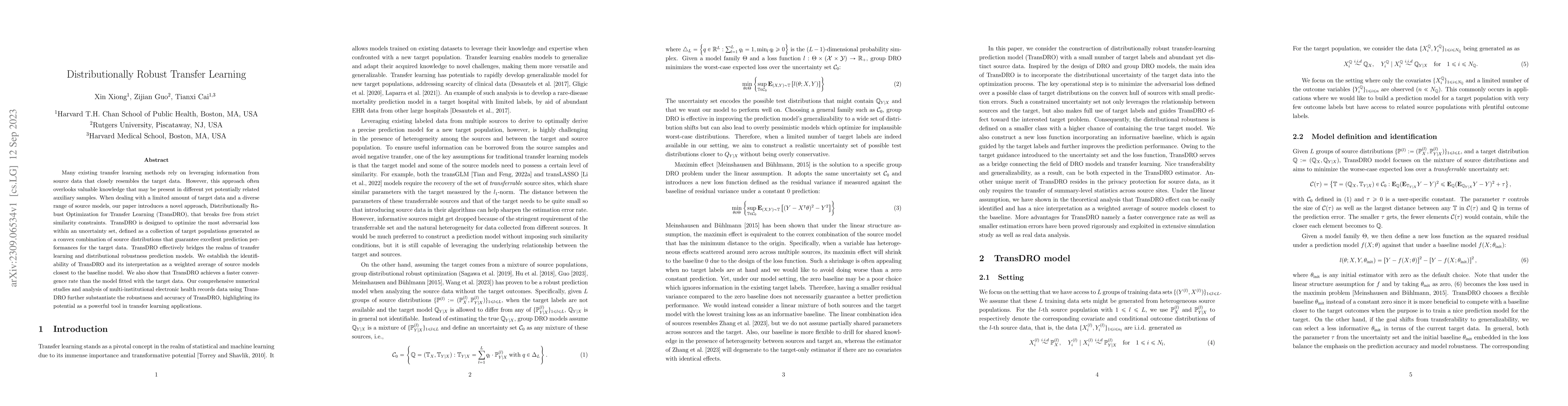 Thumbnail for Distributionally Robust Transfer Learning