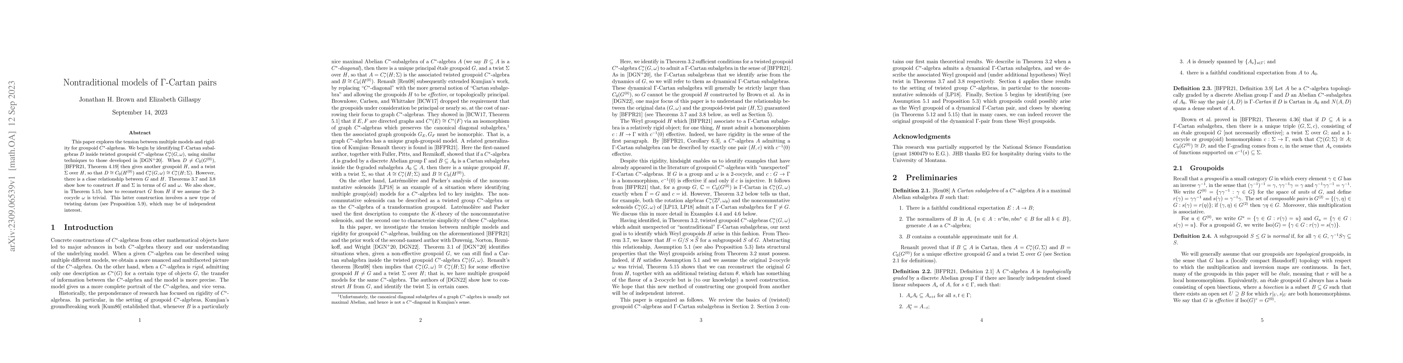 Thumbnail for Nontraditional models of $\Gamma$-Cartan pairs