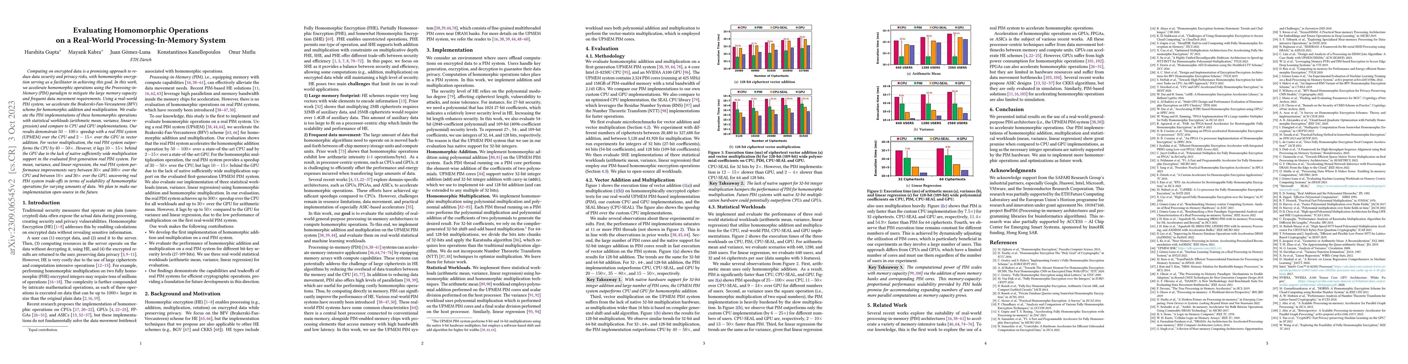 Thumbnail for Evaluating Homomorphic Operations on a Real-World Processing-In-Memory
  System