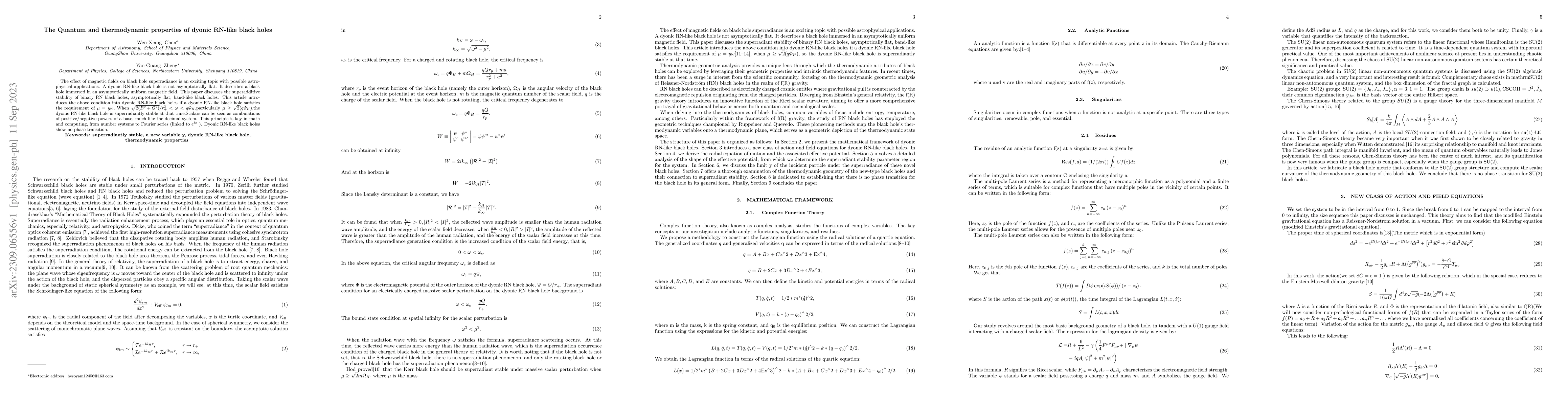 Thumbnail for The Quantum and thermodynamic properties of dyonic RN-like black holes