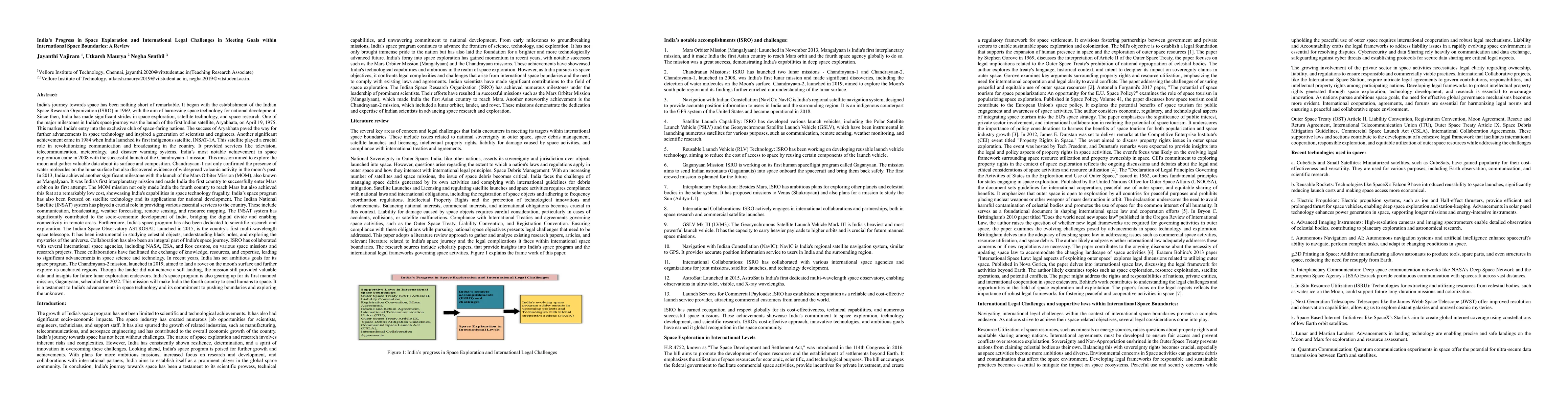 Thumbnail for India's Progress in Space Exploration and International Legal Challenges
  in Meeting Goals within International Space Boundaries: A Review
