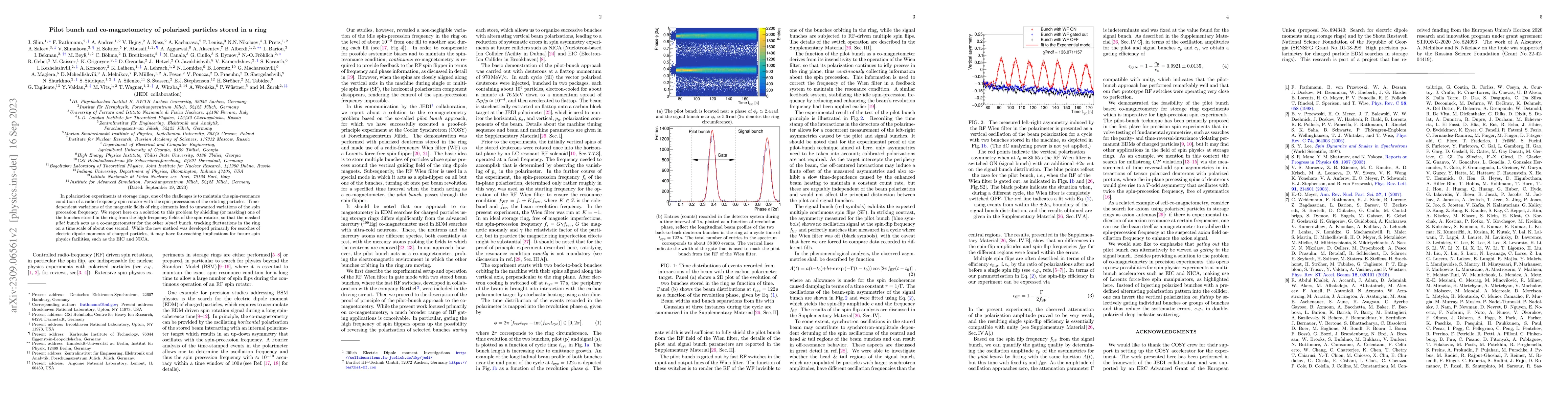 Thumbnail for Pilot bunch and co-magnetometry of polarized particles stored in a ring