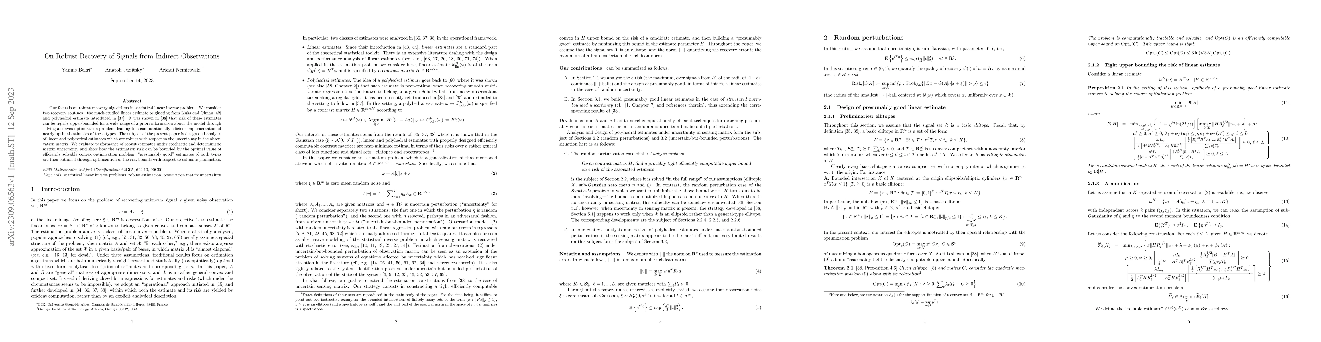 Thumbnail for On Robust Recovery of Signals from Indirect Observations