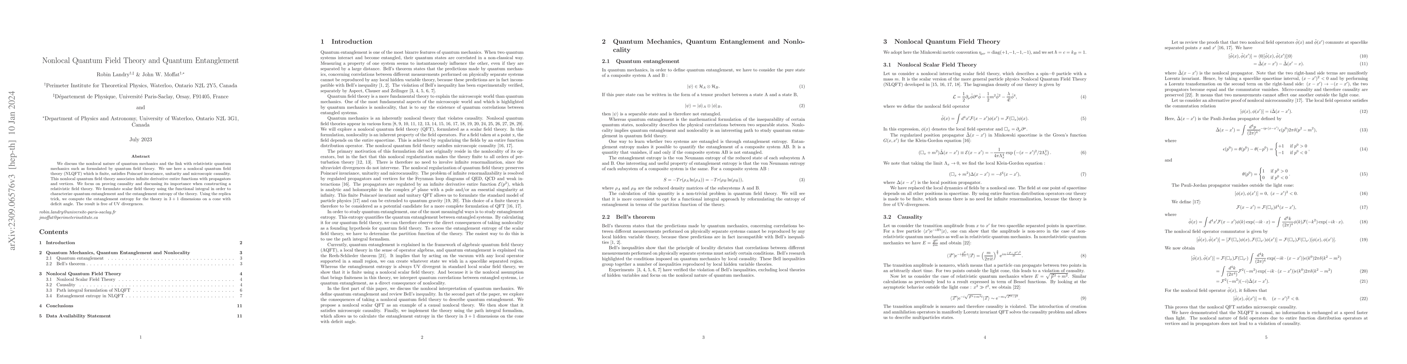 Thumbnail for Nonlocal Quantum Field Theory and Quantum Entanglement