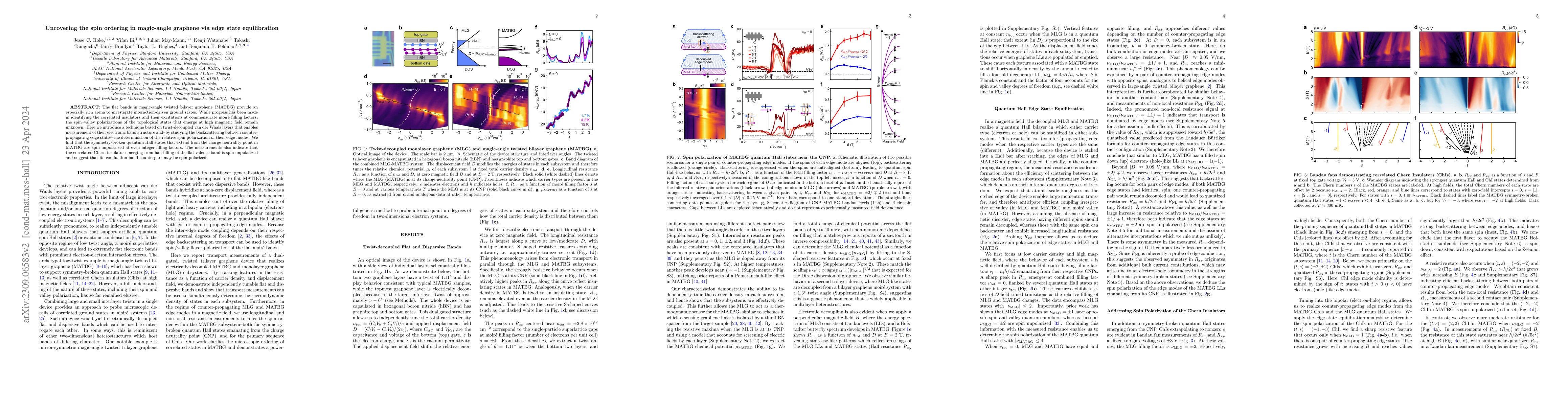 Thumbnail for Uncovering the spin ordering in magic-angle graphene via edge state
  equilibration