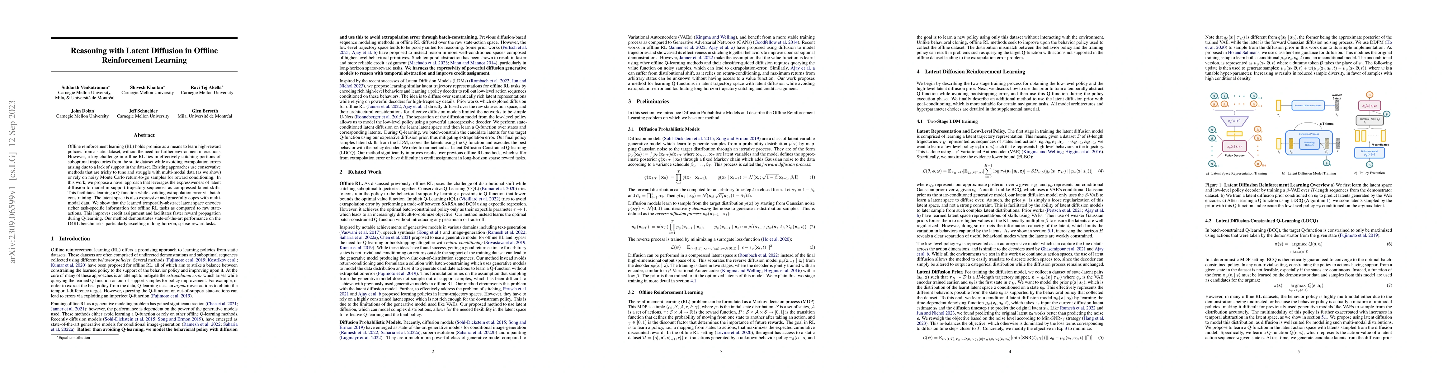 Thumbnail for Reasoning with Latent Diffusion in Offline Reinforcement Learning