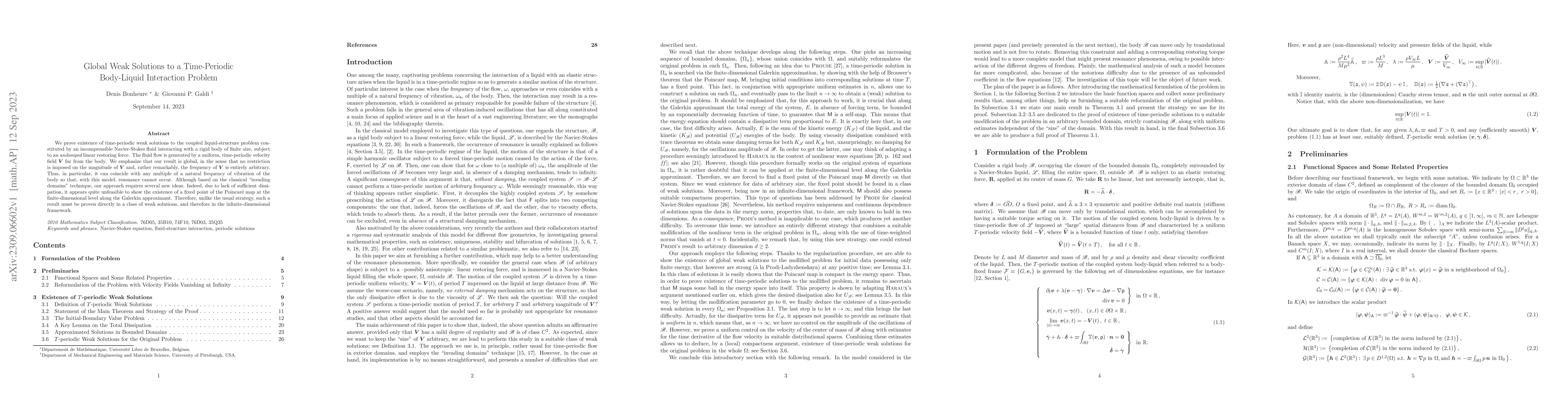 Thumbnail for Global Weak Solutions to a Time-Periodic Body-Liquid Interaction Problem
