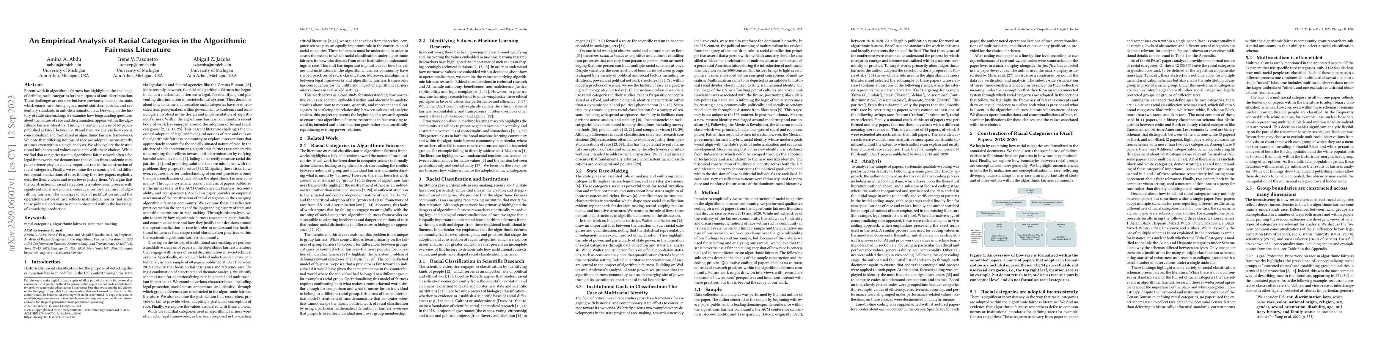 Thumbnail for An Empirical Analysis of Racial Categories in the Algorithmic Fairness
  Literature