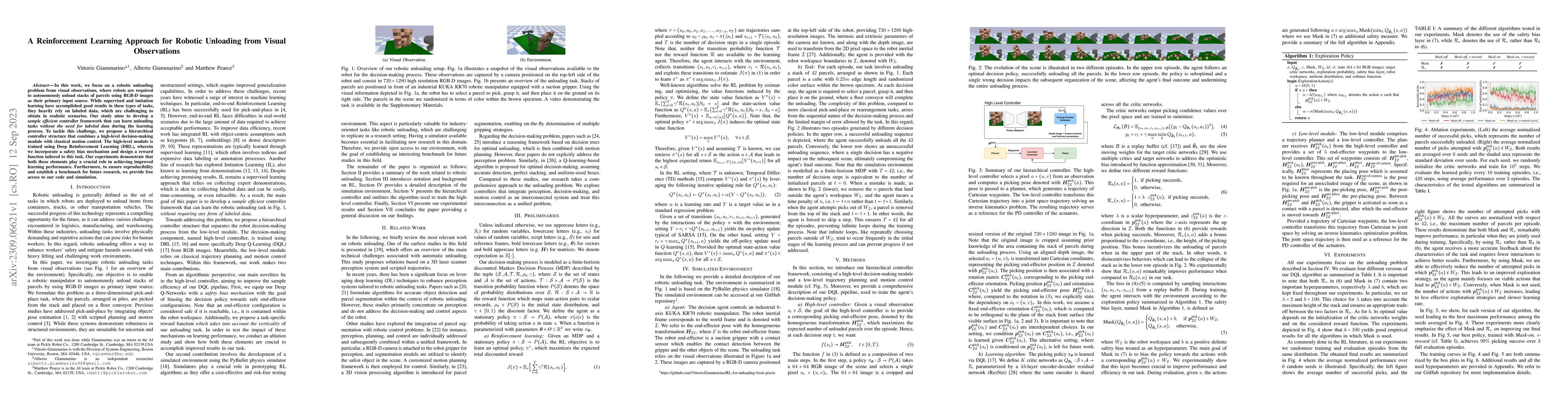Thumbnail for A Reinforcement Learning Approach for Robotic Unloading from Visual
  Observations