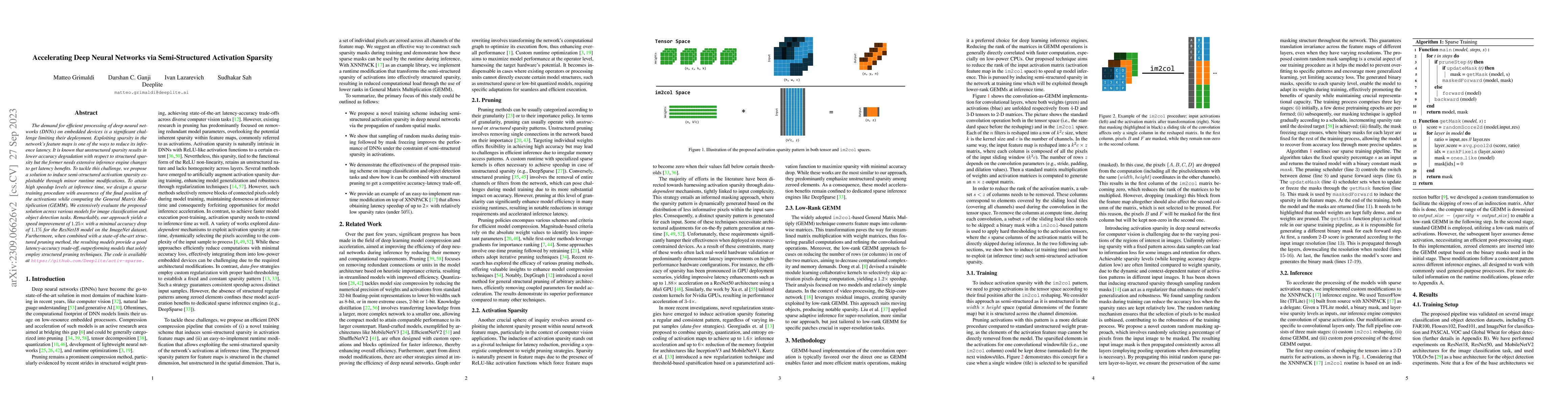 Thumbnail for Accelerating Deep Neural Networks via Semi-Structured Activation
  Sparsity