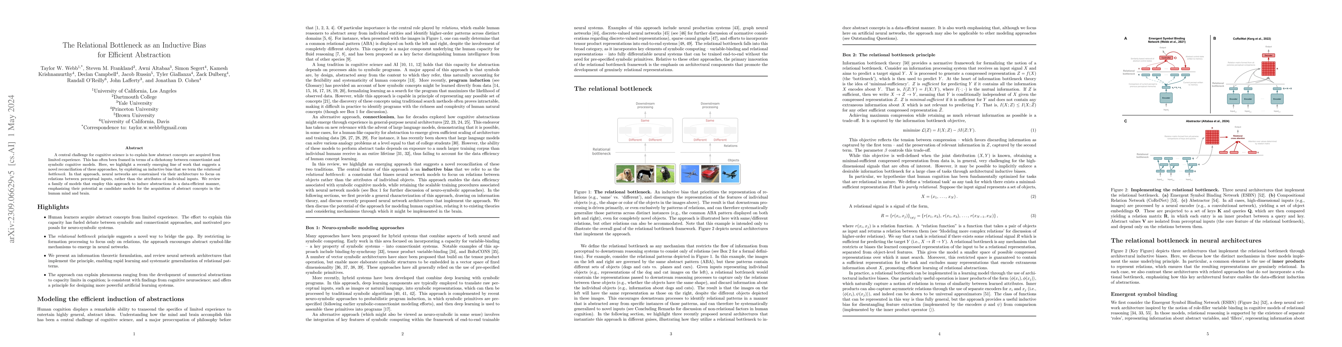 Thumbnail for The Relational Bottleneck as an Inductive Bias for Efficient Abstraction