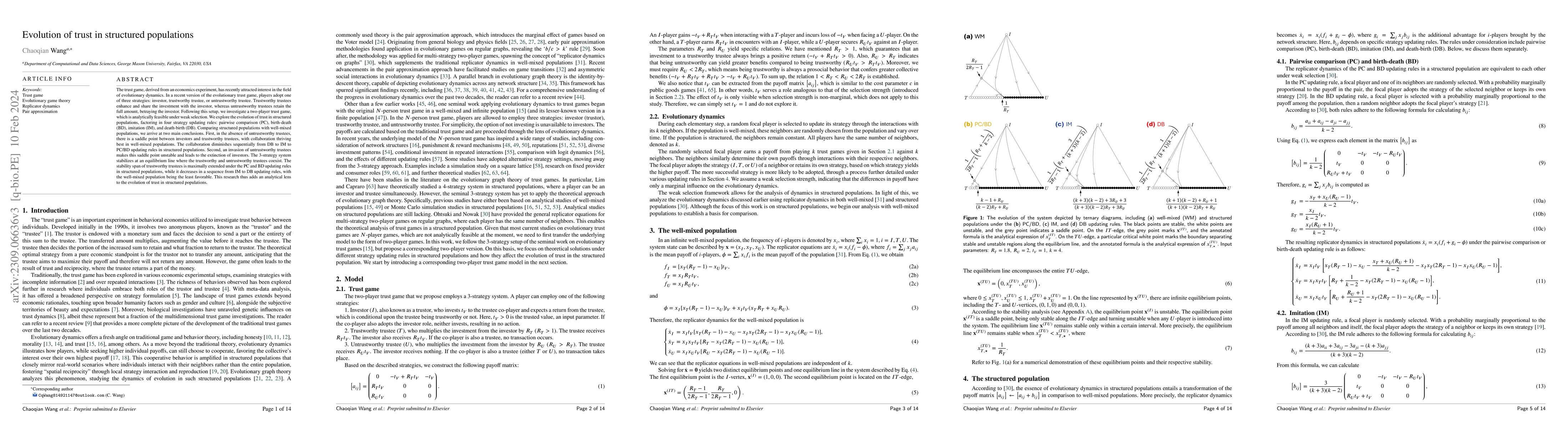 Thumbnail for Evolution of trust in structured populations
