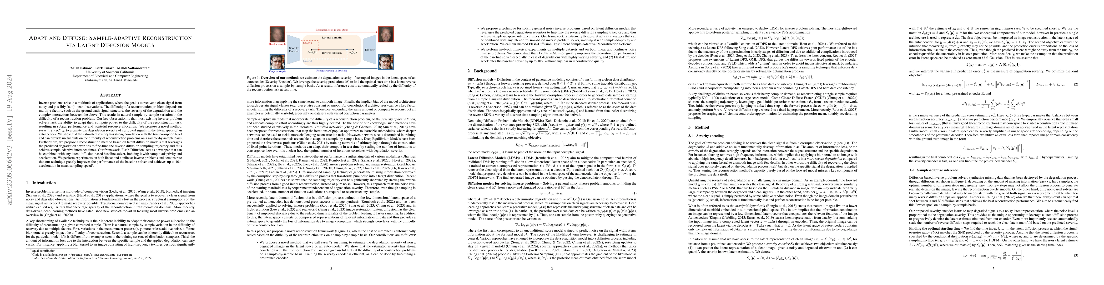 Thumbnail for Adapt and Diffuse: Sample-adaptive Reconstruction via Latent Diffusion
  Models