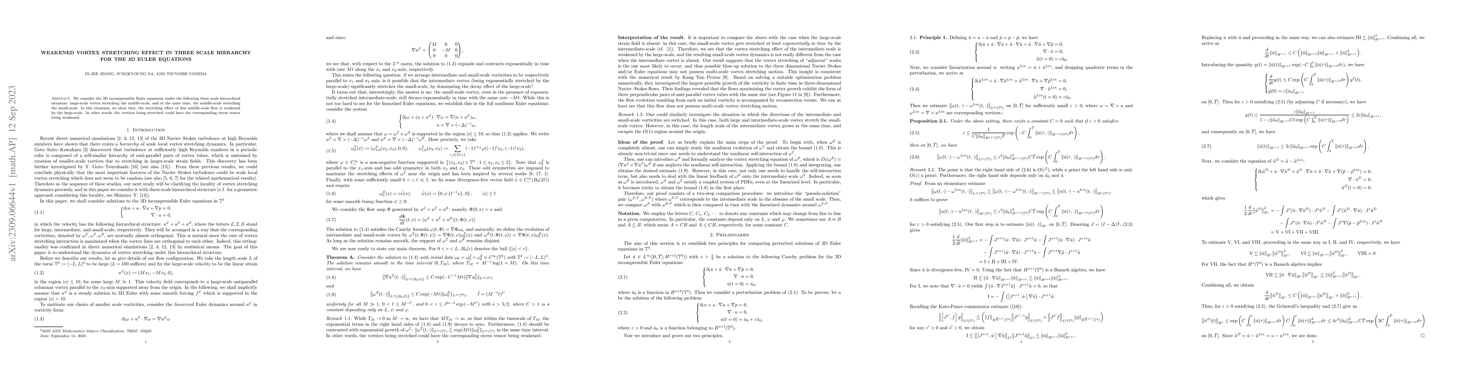 Thumbnail for Weakened vortex stretching effect in three scale hierarchy for the 3D
  Euler equations