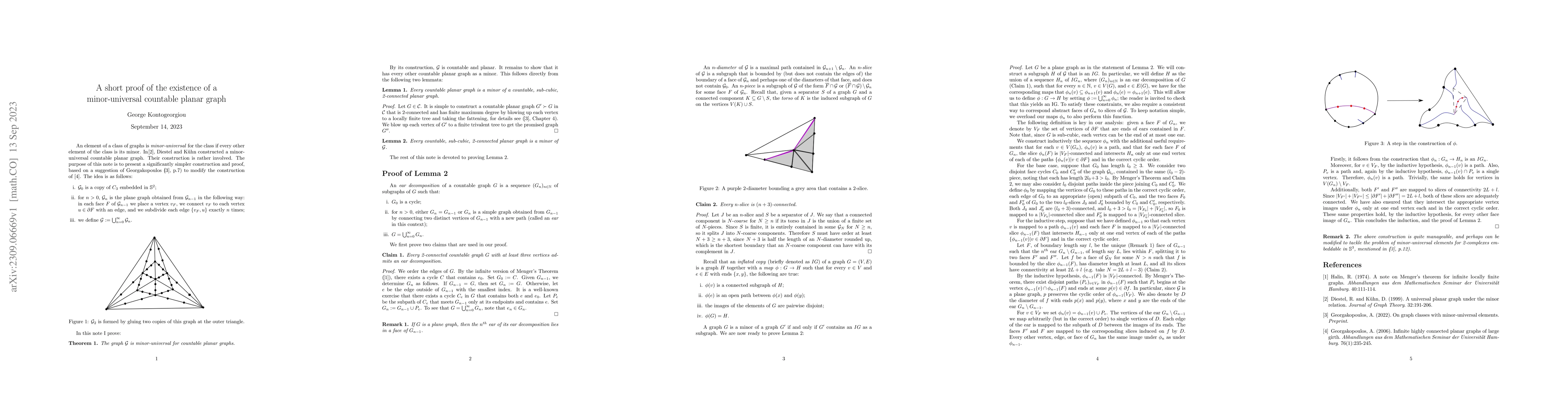 Thumbnail for A short proof of the existence of a minor-universal countable planar
  graph