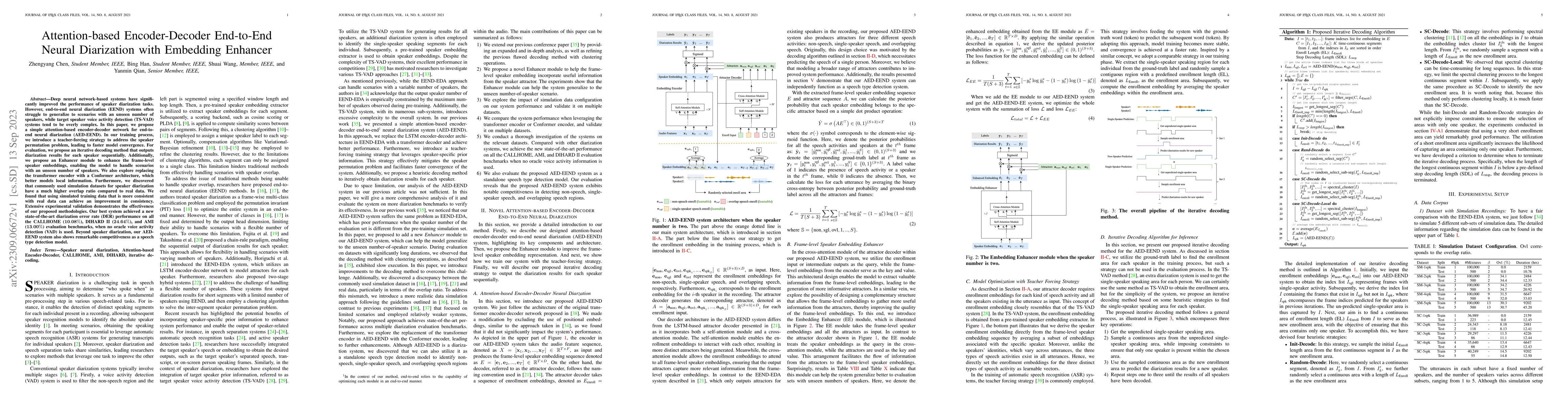 Thumbnail for Attention-based Encoder-Decoder End-to-End Neural Diarization with
  Embedding Enhancer