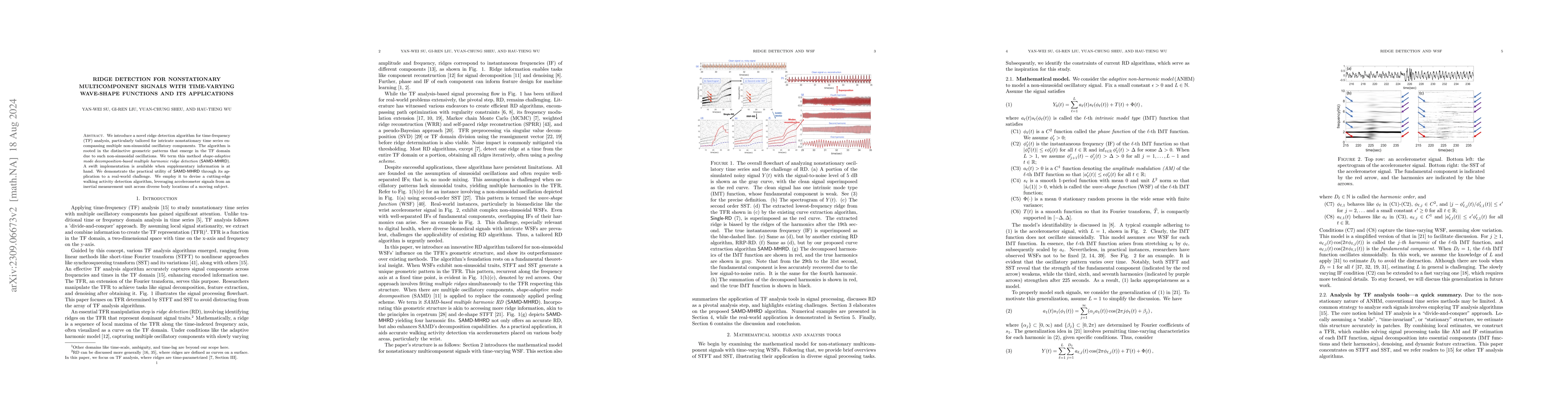Thumbnail for Ridge detection for nonstationary multicomponent signals with
  time-varying wave-shape functions and its applications