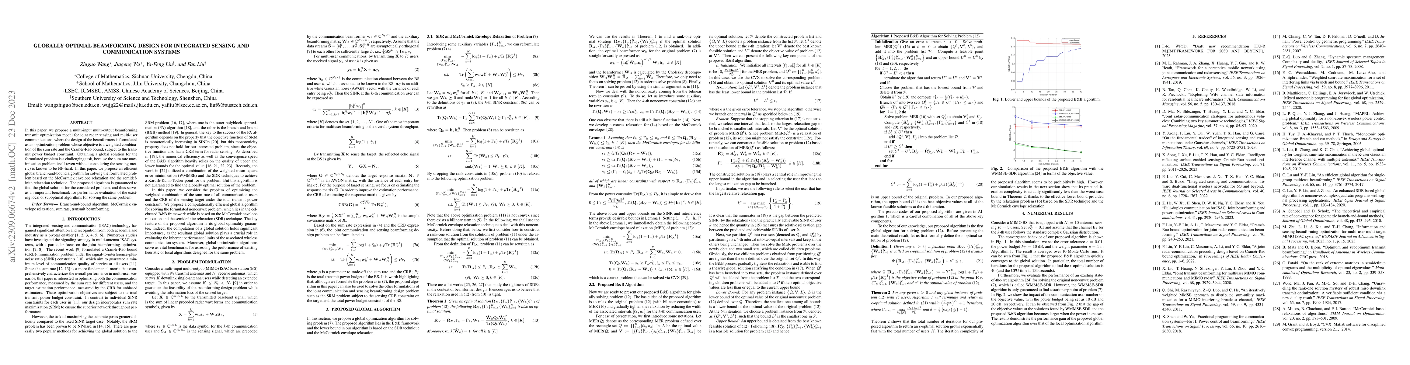 Thumbnail for Globally Optimal Beamforming Design for Integrated Sensing and
  Communication Systems