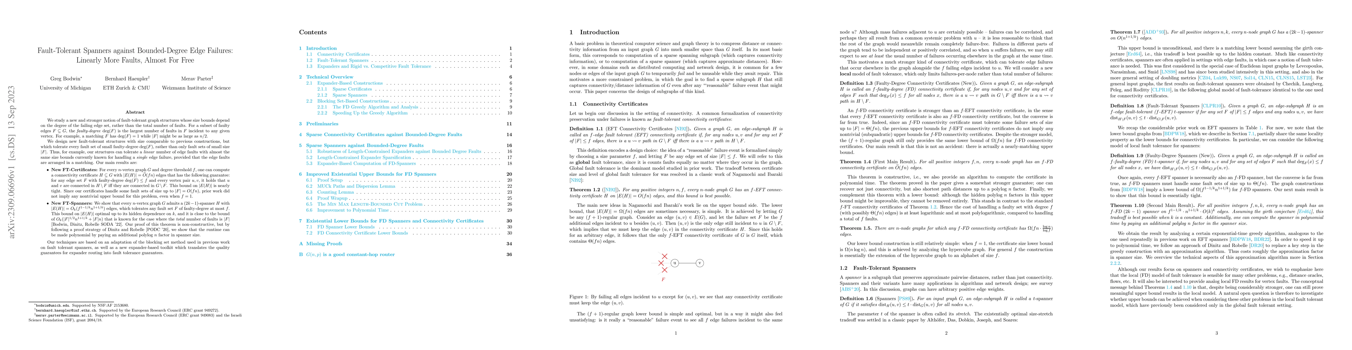 Thumbnail for Fault-Tolerant Spanners against Bounded-Degree Edge Failures: Linearly
  More Faults, Almost For Free