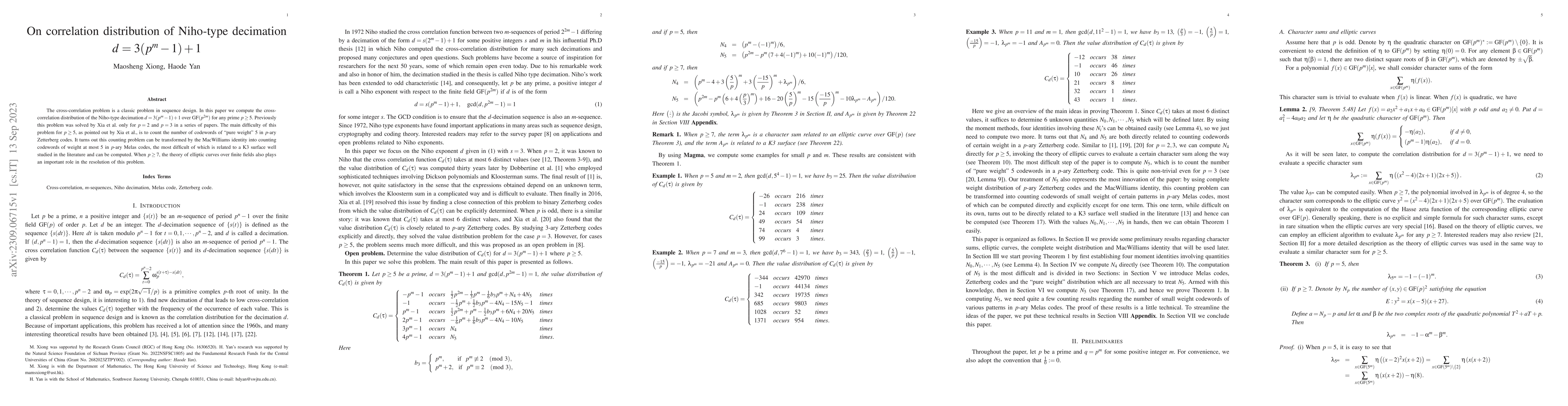 Thumbnail for On correlation distribution of Niho-type decimation $d=3(p^m-1)+1$