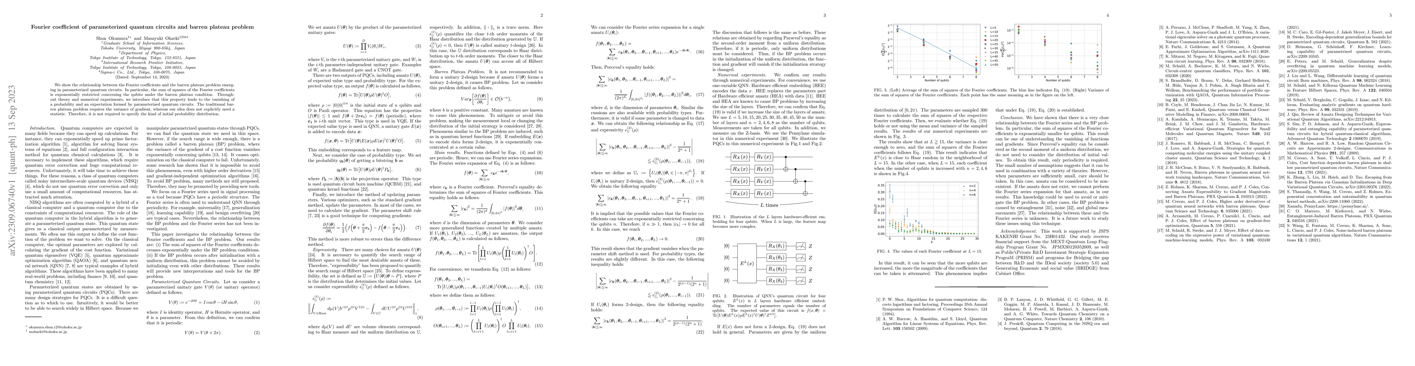 Thumbnail for Fourier coefficient of parameterized quantum circuits and barren plateau
  problem