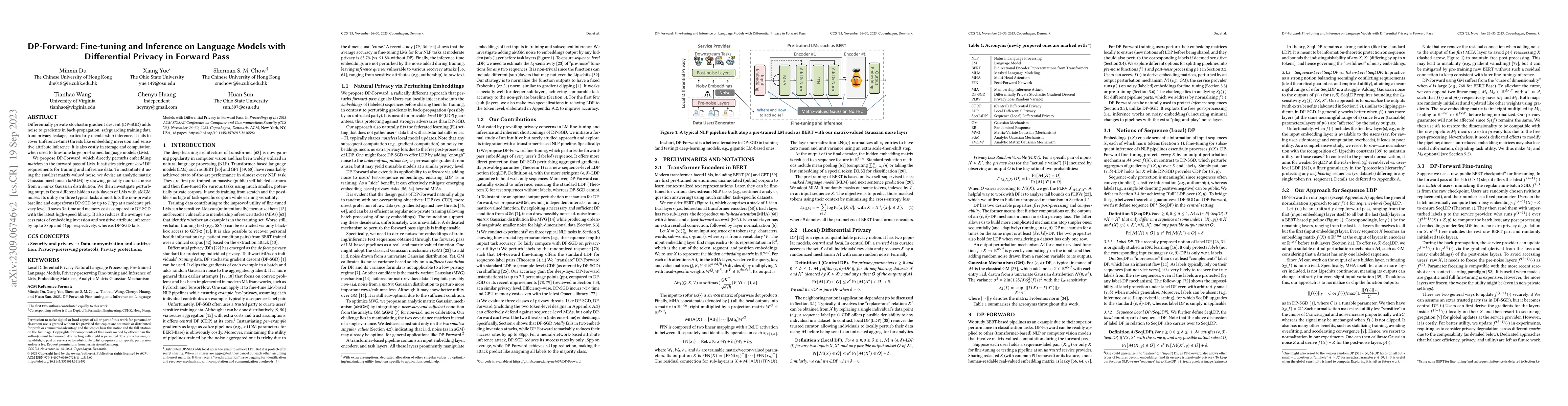 Thumbnail for DP-Forward: Fine-tuning and Inference on Language Models with
  Differential Privacy in Forward Pass