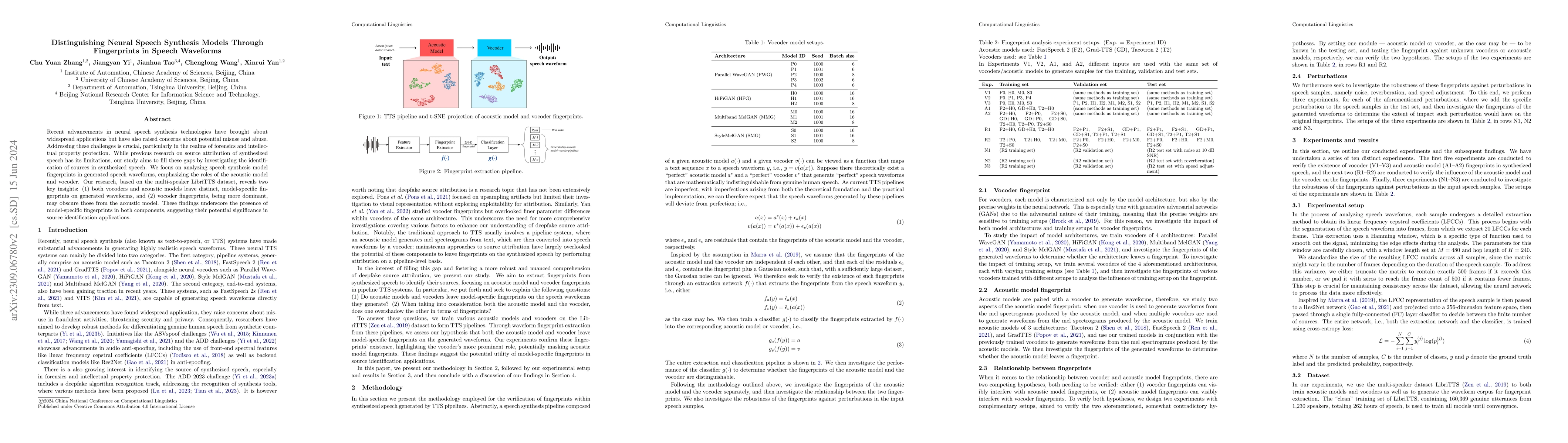 Thumbnail for Distinguishing Neural Speech Synthesis Models Through Fingerprints in
  Speech Waveforms