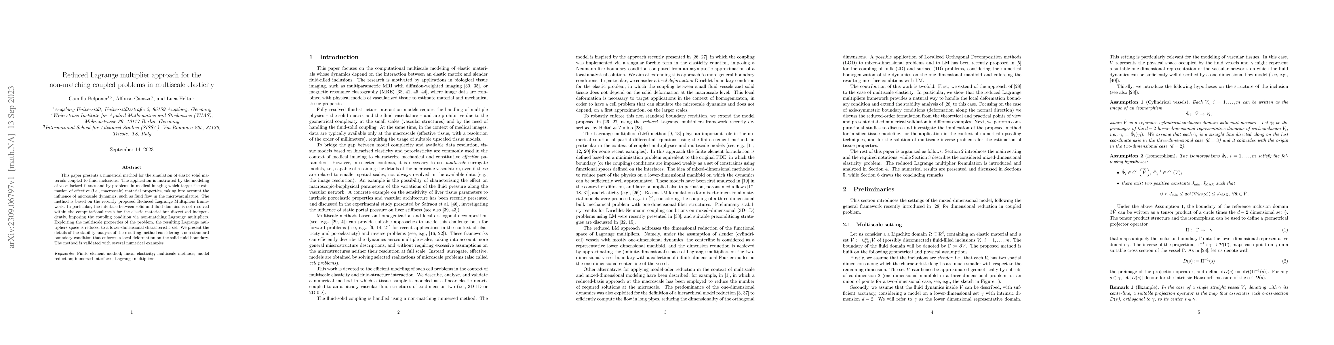 Thumbnail for Reduced Lagrange multiplier approach for non-matching coupled problems
  in multiscale elasticity