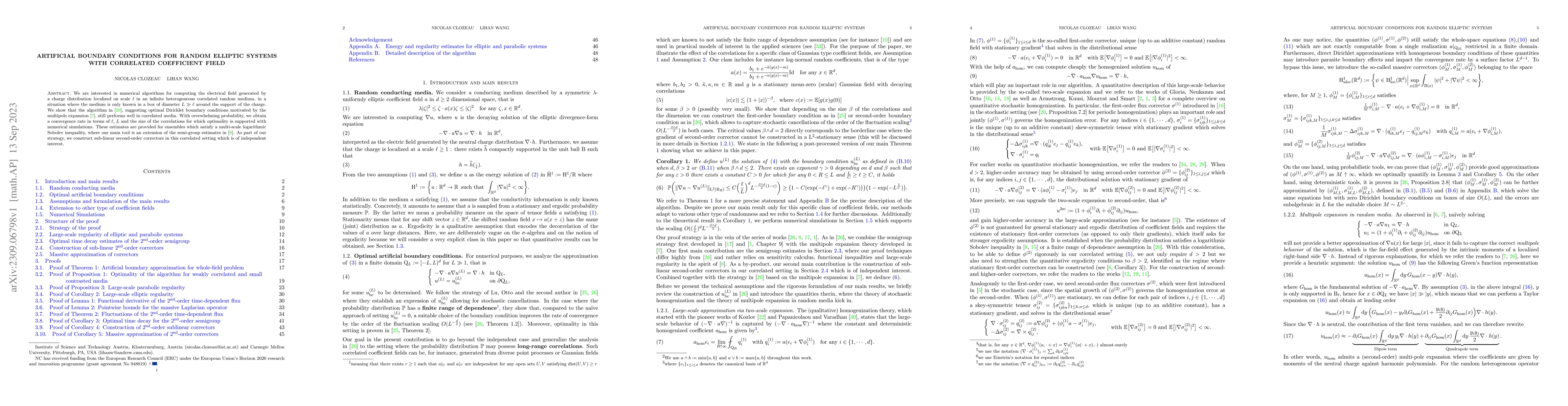 Thumbnail for Artificial boundary conditions for random ellitpic systems with
  correlated coefficient field