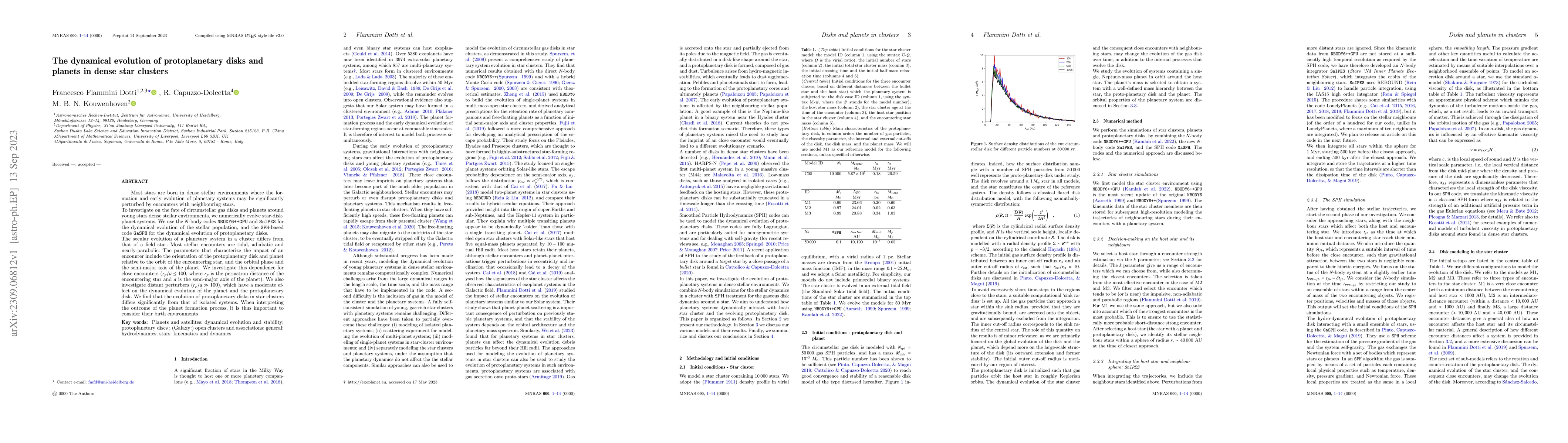 Thumbnail for The dynamical evolution of protoplanetary disks and planets in dense
  star clusters