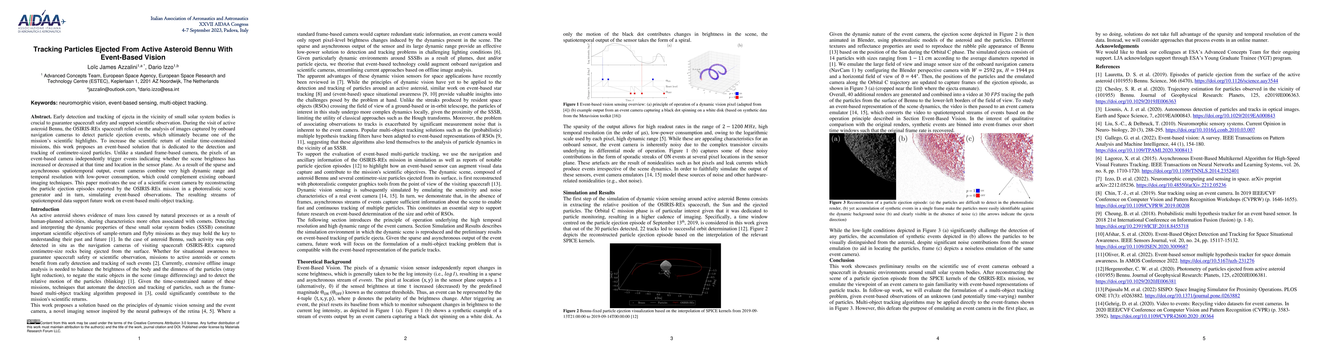 Thumbnail for Tracking Particles Ejected From Active Asteroid Bennu With Event-Based
  Vision