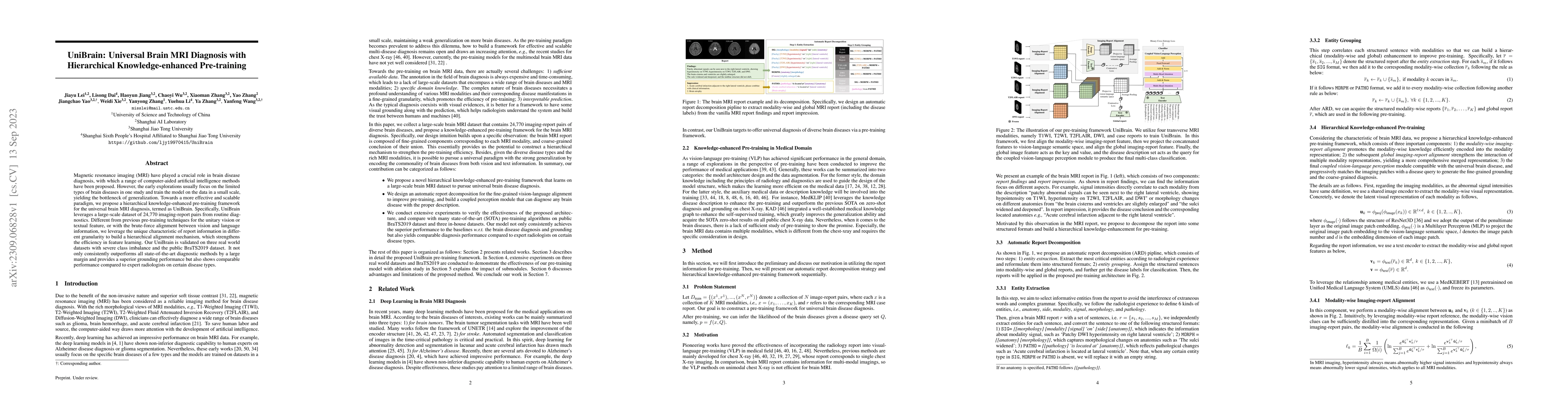 Thumbnail for UniBrain: Universal Brain MRI Diagnosis with Hierarchical
  Knowledge-enhanced Pre-training