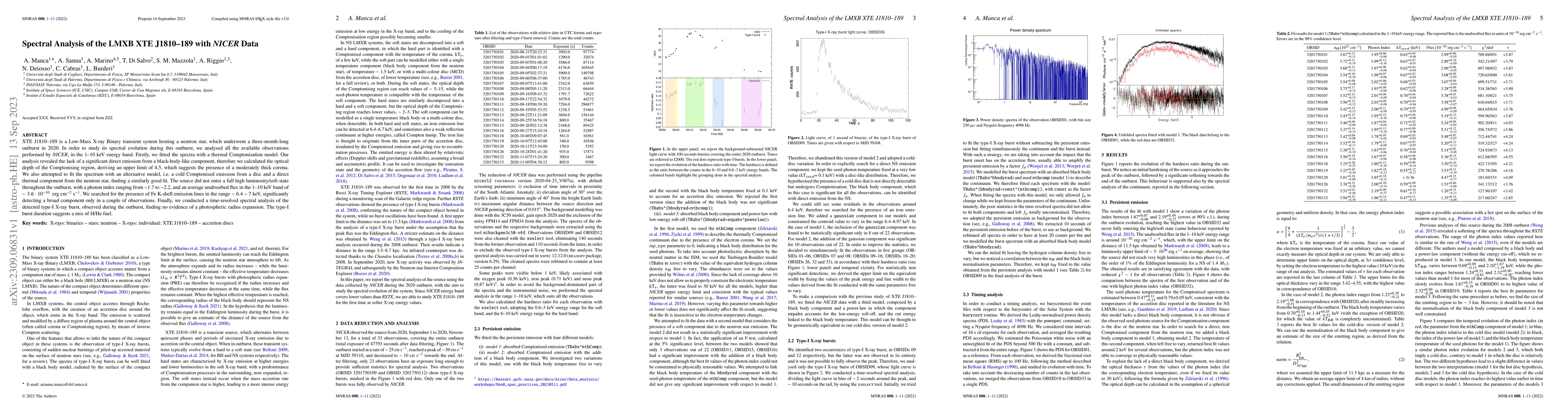Thumbnail for Spectral Analysis of the LMXB XTE J1810-189 with NICER Data