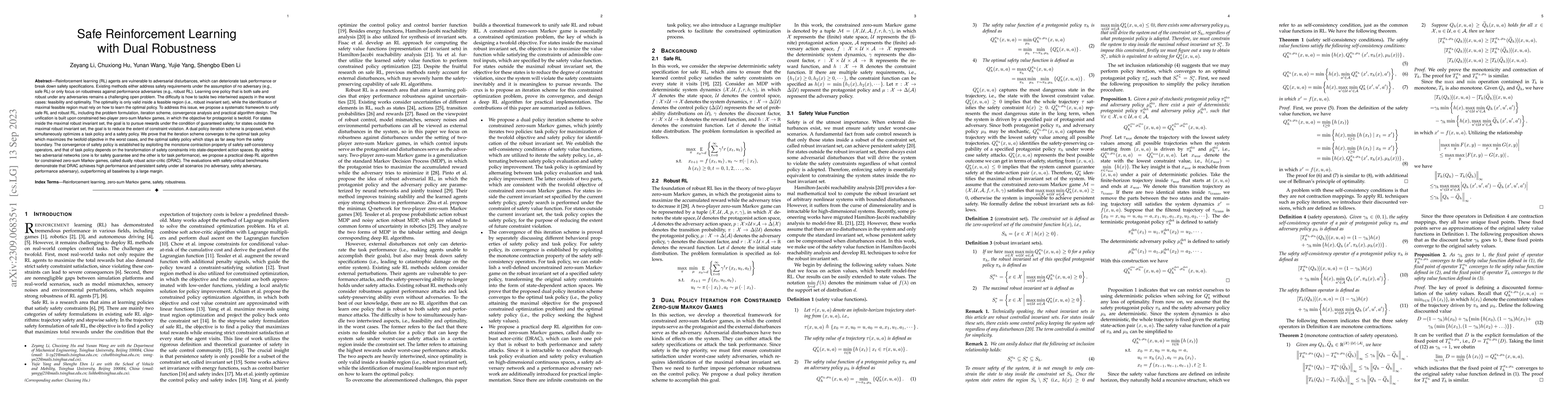Thumbnail for Safe Reinforcement Learning with Dual Robustness